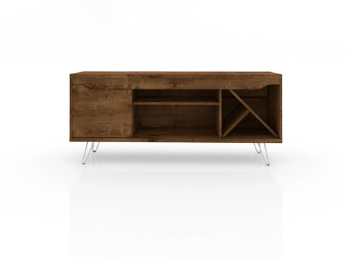 Manhattan Comfort Baxter Mid-Century- Modern 53.54" TV Stand with Wine Rack in Rustic Brown