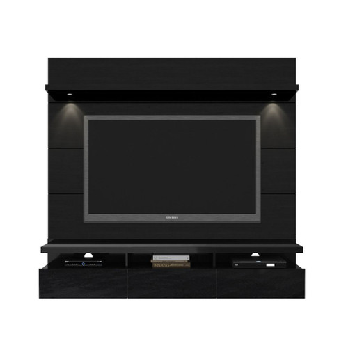 Manhattan Comfort Cabrini 1.8 Floating Wall Theater Entertainment Center in Black Gloss and Black Matte