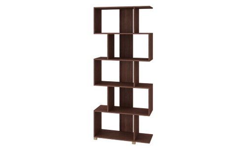 Manhattan Comfort Charming Petrolina Z- Shelf with 5 shelves in Nut Brown