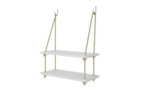 Manhattan Comfort Uptown 2.0 - 17.52" Rope Swing with 2 Shelves in White