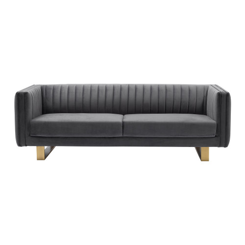 Delilah Dark Grey Velvet Sofa with Matte Gold Legs