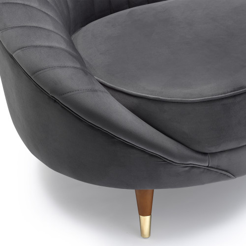 Karisma Dark Grey Curved Velvet Sofa