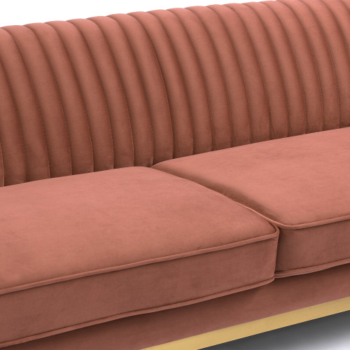 Miranda Blush Velvet and Gold Sofa