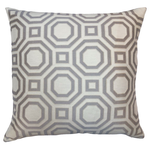 Warren Contemporary Decorative Feather and Down Throw Pillow In Gray Jacquard Fabric