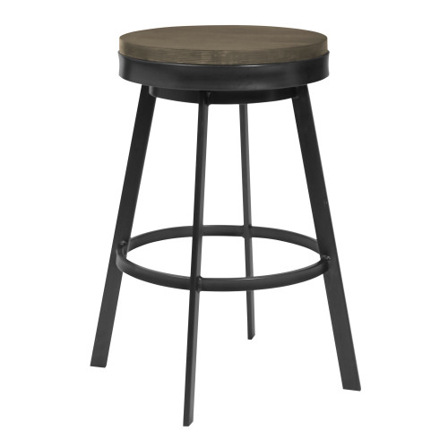 Topeka 26"Â Counter Height Barstool in Mineral Finish and Grey Walnut Wood Seat