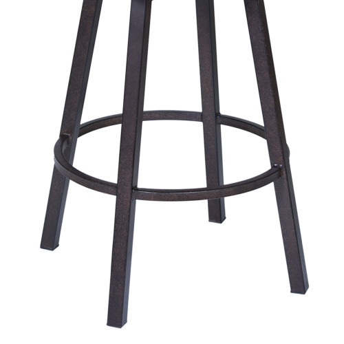 Armen Living Nova 26" Counter Height Swivel Metal Barstool in Auburn Bay finish with Brown Faux Leather