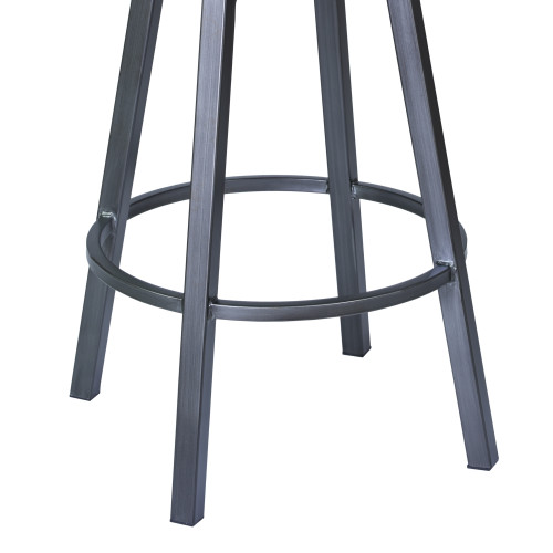 Armen Living Nova 26" Counter Height Swivel Metal Barstool in Mineral finish with Bandero Tobacco