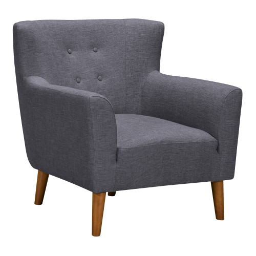 Hyland Mid-Century Accent Chair in Champagne Wood Finish and Dark Grey Fabric