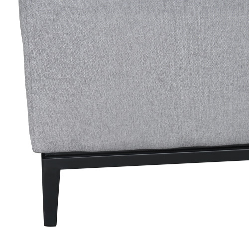 Armen Living Glamour Contemporary Loveseat with Black Iron Finish Base and Grey Fabric