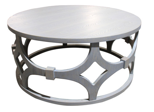 Tuxedo Contemporary 42" Round Wood and Metal Coffee Table
