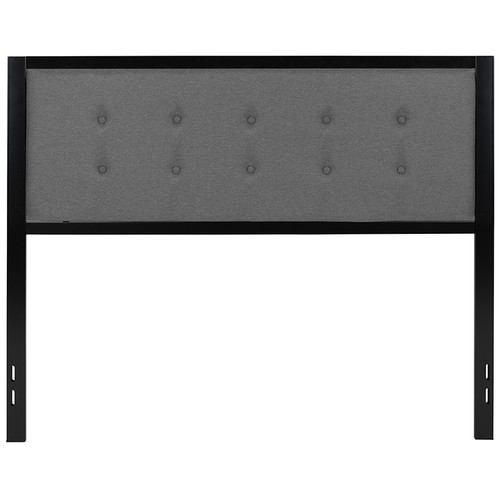 Bristol Metal Tufted Upholstered Queen Size Headboard in Dark Gray Fabric [HG-HB1725-Q-DG-GG]