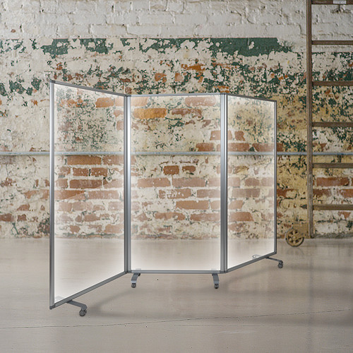 Clear Room Divider with Foldable Sections for Social Distancing