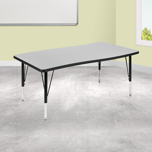 Rectangle Collaborative Wave Activity Table with long-lasting Scratch and Stain Resistant Top