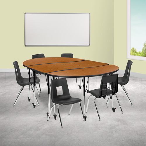 9 Piece Collaborative Wave Activity Table Set with Stack Chairs