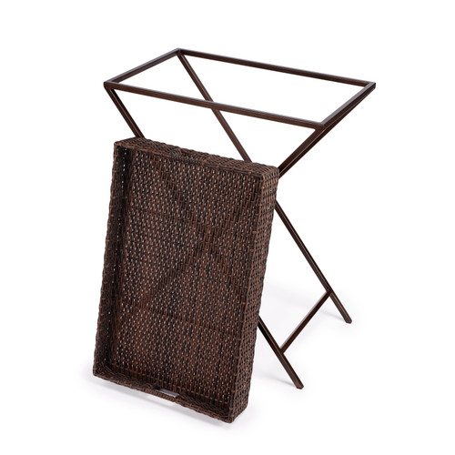 Fern Dark Brown Rattan  Tray Table