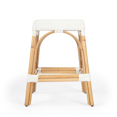 Robias White Rattan 24.5"  Counter Stool