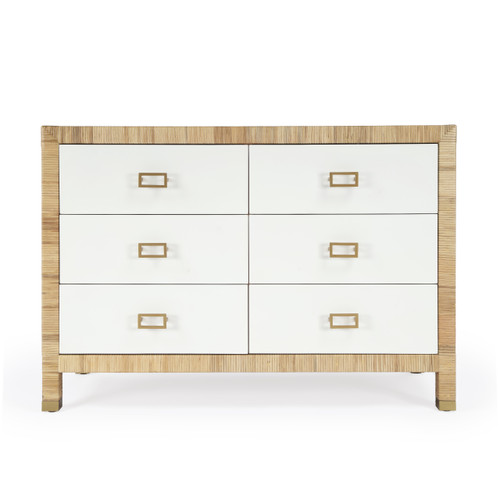 Corfu 6 Drawer Natural Raffia Double Dresser