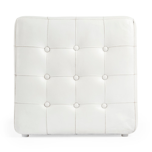 Leon White Leather Ottoman