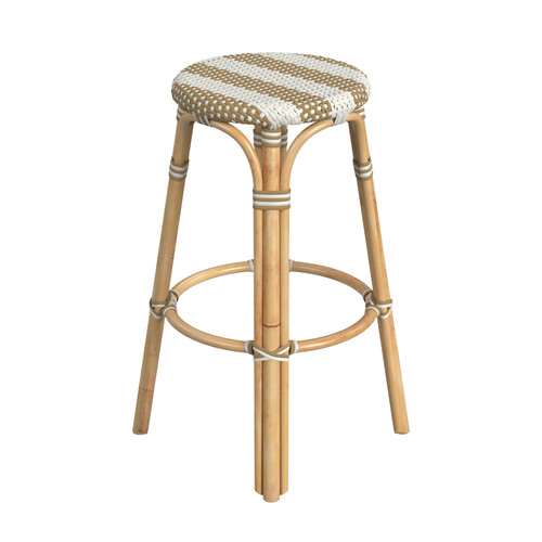 Tobias Beige Diamond Rattan Bar Stool