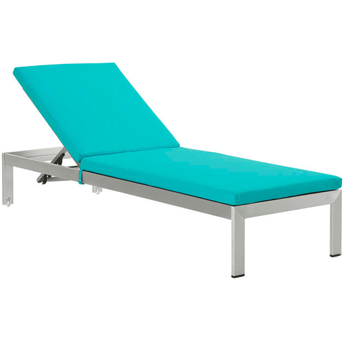 Shore Outdoor Patio Aluminum Chaise with Cushions EEI-4502-SLV-TRQ