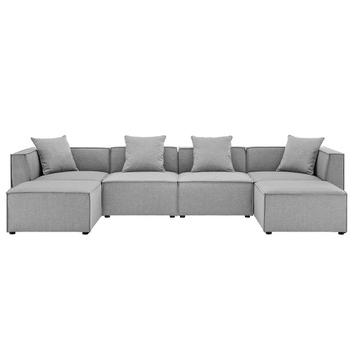 Saybrook Outdoor Patio Upholstered 6-Piece Sectional Sofa EEI-4383-GRY
