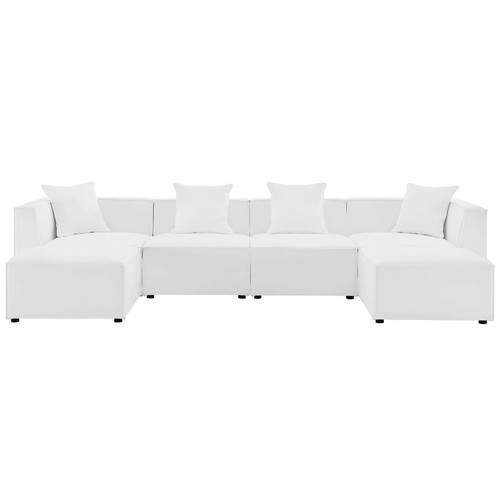 Saybrook Outdoor Patio Upholstered 6-Piece Sectional Sofa EEI-4383-WHI