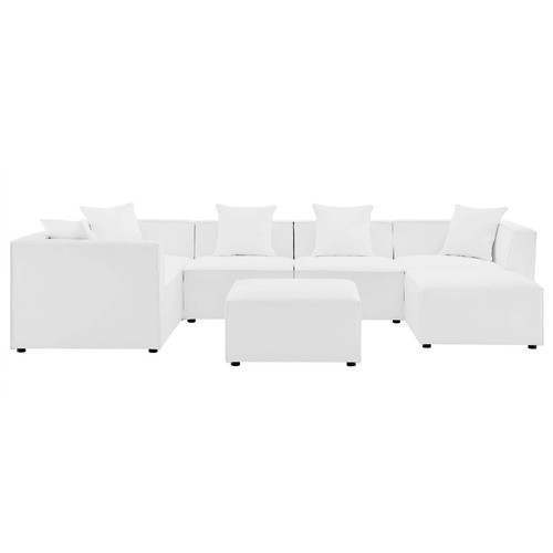 Saybrook Outdoor Patio Upholstered 7-Piece Sectional Sofa EEI-4387-WHI