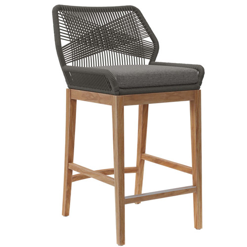 Wellspring Outdoor Patio Teak Wood Bar Stool EEI-5746-GRY-GPH