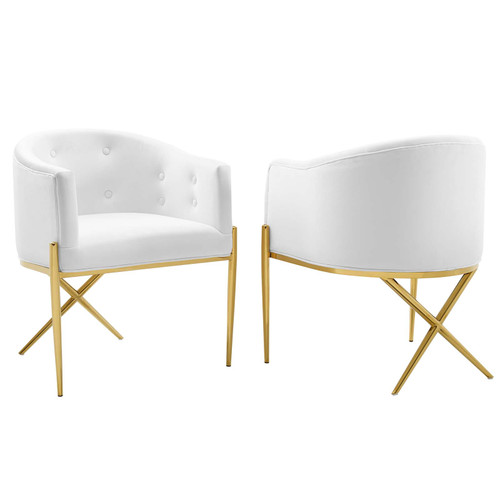 Savour Accent Dining Armchair Performance Velvet Set of 2 EEI-5042-WHI