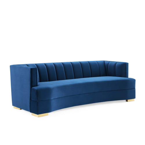 Encompass Channel Tufted Performance Velvet Curved Sofa EEI-4134-NAV