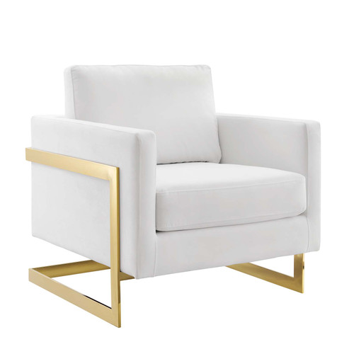 Posse Performance Velvet Accent Chair EEI-4390-GLD-WHI