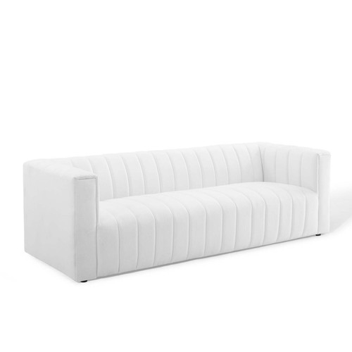 Reflection Channel Tufted Upholstered Fabric Sofa EEI-3881-WHI