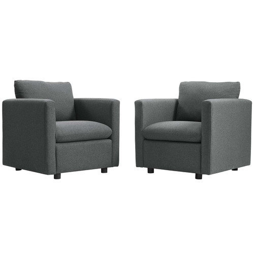 Activate Upholstered Fabric Armchair Set of 2 EEI-4078-GRY