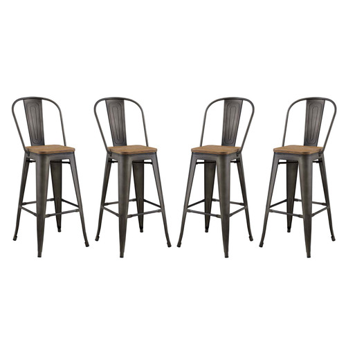 Promenade Bar Stool Metal Set of 4 EEI-3951-BRN