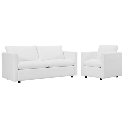 Activate Upholstered Fabric Sofa and Armchair Set EEI-4045-WHI-SET