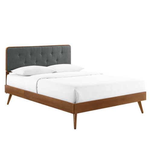 Bridgette Queen Wood Platform Bed With Splayed Legs MOD-6388-WAL-CHA