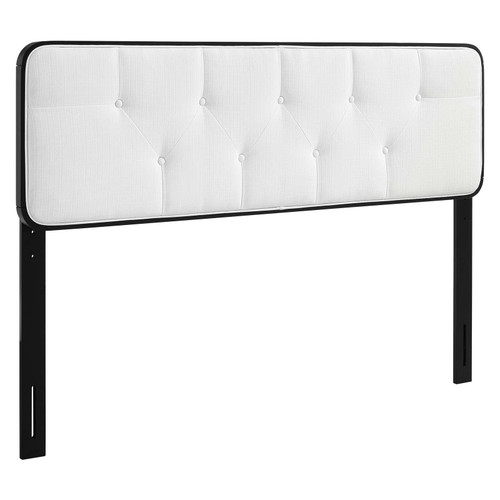 Collins Tufted Twin Fabric and Wood Headboard MOD-6232-BLK-WHI