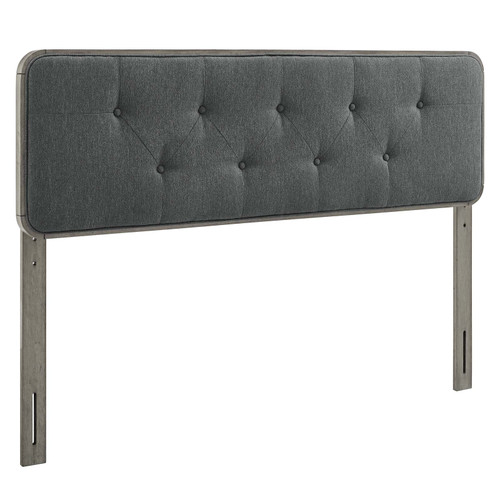 Collins Tufted King Fabric and Wood Headboard MOD-6235-GRY-CHA