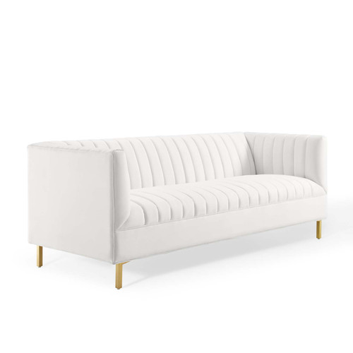 Shift Channel Tufted Performance Velvet Sofa EEI-4132-WHI