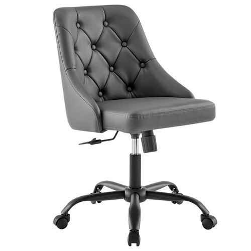 Distinct Tufted Swivel Vegan Leather Office Chair EEI-4370-BLK-GRY