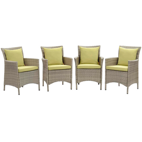 Conduit Outdoor Patio Wicker Rattan Dining Armchair Set of 4 EEI-4028-LGR-PER