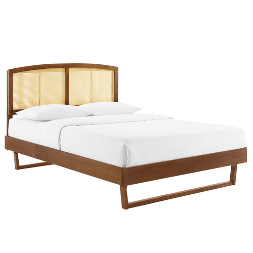 Sierra Cane and Wood King Platform Bed With Angular Legs MOD-6701-WAL