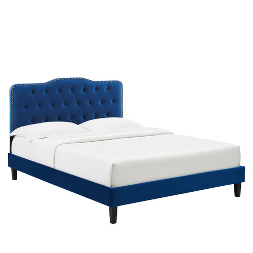 Amber Performance Velvet Queen Platform Bed MOD-6777-NAV