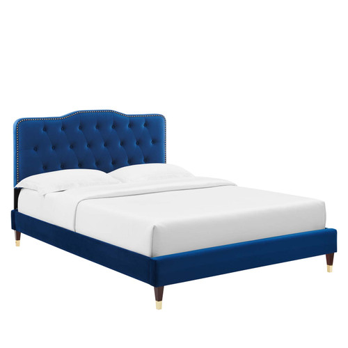 Amber Performance Velvet Queen Platform Bed MOD-6776-NAV