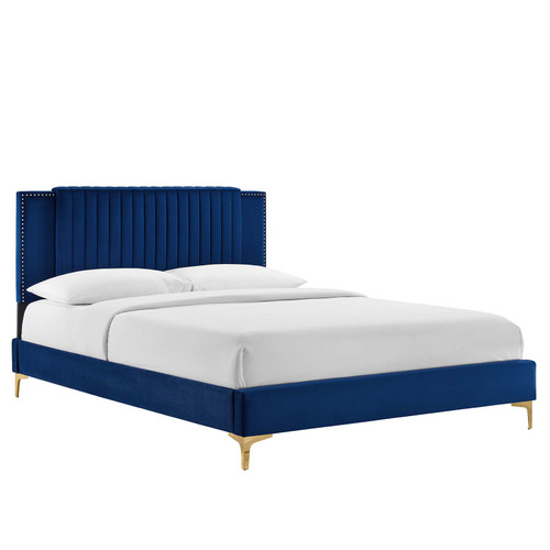 Zahra Channel Tufted Performance Velvet Twin Platform Bed MOD-6990-NAV