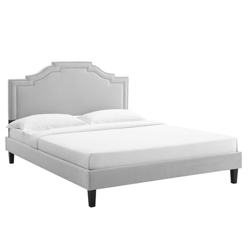 Adelaide Performance Velvet King Platform Bed MOD-6864-LGR