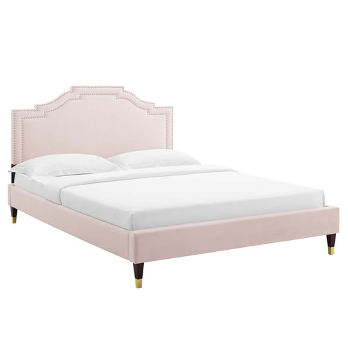 Adelaide Performance Velvet King Platform Bed MOD-6863-PNK