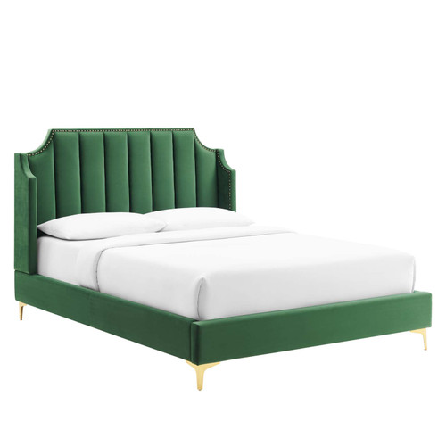 Daniella Performance Velvet Queen Platform Bed MOD-6412-EME