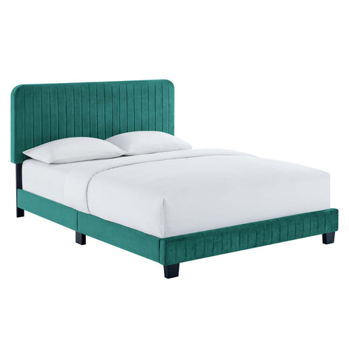 Celine Channel Tufted Performance Velvet Queen Platform Bed MOD-6334-TEA