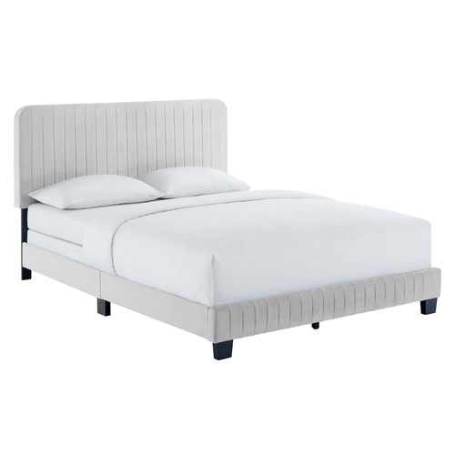 Celine Channel Tufted Performance Velvet Full Bed MOD-6331-LGR